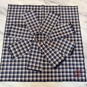 Longaberger Cake Basket Plaid Liner 1992 JW Collection & 8 Cloth Napkins